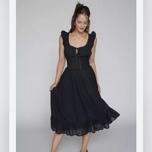 nwt urban outfitters kimchi blue olivia flutter sleeve smocked maxi dress xs